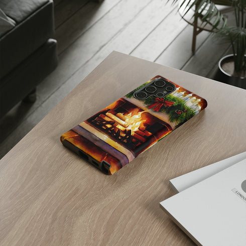 Candles on the Hearth Decorated for Christmas - Impact Resistant Phone Case